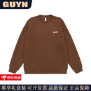 GUYN高端品牌男装2025秋季新款字母印花圆领卫衣男美式复古宽松上衣男 咖啡色 咖啡色 M 建议(100-120斤)