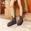 UGG秋季女士休闲舒适纯色厚底雪地靴烟囱时尚切尔西短靴 1134526 GREY | 灰色 37