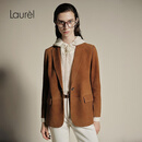 Laurèl【雾绒麂皮料】25秋新款一粒扣收腰西装LWL364X01500 焦糖咖 XL