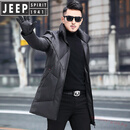 JEEP SPIRIT2025海宁真皮皮衣男士绵羊皮羽绒服立领潮流中长款修身加绒皮外套 黑色 L