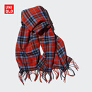 优衣库男装女装HEATTECH围巾格子围脖学院风保暖25秋冬新款478313 15 珊瑚红色 均码 (180 × 50 cm)