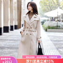 鄂尔多斯市产羊绒大衣女双面绒中长款新款秋冬高端赫本风羊毛外套 米白色 XL