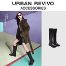 UR【钟楚曦同款】URBAN REVIVO秋季新款女真皮长靴UAWS50116 黑色 37