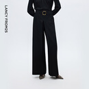 朗姿黑色阔腿优雅西装裤女含腰带高腰通勤风裤子2025年冬季新款 黑色 L