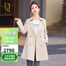 OLJ奢侈高档品牌中长款风衣外套女2025年春秋新款时尚百搭气质大衣 米色 2XL 建议130-145斤