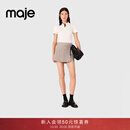 Maje秀场同款2025秋冬新款女装法式时尚浅灰色竖条纹百褶裙短裤 浅灰色 S