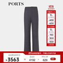 PORTS宝姿女装商场同款早秋时尚开衩叠片造型直筒裤LP8P012RWF039 灰黑色 L (8)