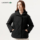 LACOSTE法国鳄鱼女装25秋季新款菱形绗缝连帽棉服外套|BF2493 031/黑色 L 40