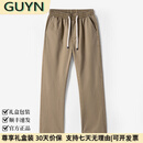 GUYN轻奢男装品牌2025春夏新款纯棉直筒长裤男士简约宽松休闲裤男 卡其色 卡其色 L 建议(110-125斤)