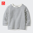 优衣库婴幼儿宝宝圆领T恤/长袖条纹25秋冬新款479651 69 藏青色 90