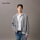 Calvin KleinJeans25秋季新款男士休闲学院ck字母提花纽扣V领针织开衫4RD389G P7E-英雄灰 S