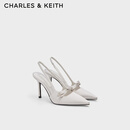 CHARLES&KEITH缎面蝴蝶结尖头高跟凉鞋女生日礼物新年礼物送女友CK1-60361556 Light Grey浅灰色 37