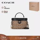 蔻驰（COACH）【品牌直供】女士KAY斜挎单肩手提包棕黄色拼黑色CBQ35