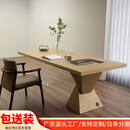 意式极简家用实木书桌客厅大长工作台电脑办公桌设计师悬浮餐桌子 白橡木（ENF级进口海洋板） 1800x800x750mm
