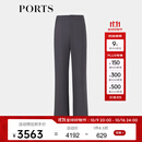 PORTS宝姿女装商场同款早秋时尚开衩叠片造型直筒裤LP8P012RWF039 灰黑色 L (8)