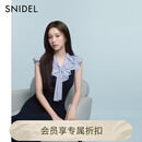 SNIDEL2025秋冬新品气质荷叶领小飞袖领结针织连衣裙SWNO254193 深蓝 均码 (F)