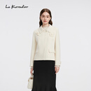 拉珂蒂（La Koradior）【羊毛】La Koradior拉珂蒂女秋冬新款立体花钉珠气质毛呢短外套 本白色 S