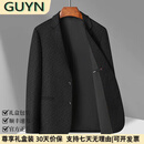 GUYN轻奢男装品牌男士西服2025春秋纯色薄款休闲西装中青年外套男 黑 XL 180/96A135-150斤
