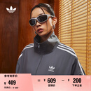 adidas情侣款复古风梭织立领夹克外套男女阿迪达斯官方三叶草 深灰 L