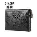 雕霸（DIAOBA）205高档新款鳄鱼皮信封包横款真皮手夹包男士休闲商务男包潮潮款 黑色