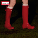 HUNTER雨靴户外露营女鞋惠灵顿经典英伦防水防滑骑士靴女长筒女靴高筒靴 亮面军红色/MLR 36