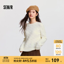 森马（Semir）森柔毛衫|毛衣女圆领纯色打底衫简约休闲冬季温柔系绞花百搭 奶白10501 L