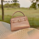 CHARLES&KEITH鳄鱼纹凯莉包手提斜挎婚包包女包生日礼物CK2-50270880-1 BLUSH浅红色 S