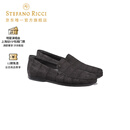 Stefano Ricci /史蒂芬劳.尼治男鞋 磨砂绒面鳄鱼皮乐福鞋 黑色 40