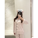 维多利亚的秘密（Victoria's Secret）真丝浅粉丝带vs水光绸睡衣女春秋感长袖家居服套装秘密同款 V浅粉丝带-长袖长裤 M(90-105斤)