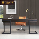 统塔（TONGTA）意式极简轻奢书桌家用小户型书房实木办公桌客厅现代简约电脑桌 烟熏木1400*650*760mm