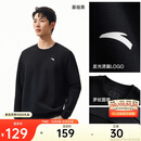 安踏运动休闲卫衣男秋季圆领套头衫打底长T针织宽松运动潮流上衣