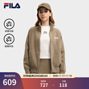 FILA斐乐官方女士编织外套2025冬新款时尚休闲宽松拉链毛衣开衫 豆青褐-BN M 165/84A/M