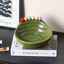 【豪门臻选】客厅桌面餐桌装饰摆件零食盘家用收纳高颜值创意果盘 青芜螺纹水果盘+多巴胺水果叉_6只