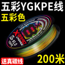 SHIMANO日本进口ygkPE线线顺滑耐磨卡米洛锚鱼打黑大力马PE线线路亚专用 【进口真原丝】8编YGKPE线 线五彩【200米， 0.6号