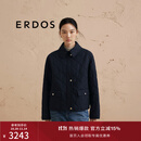 ERDOS 翻领格纹商务通勤短款女棉服外套 藏蓝 175/92A/XL