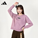 阿迪达斯女装卫衣圆领套头紫色简约休闲运动服HD7284 粉 M