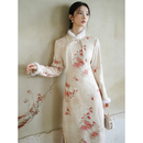 初蝉衣事新中式国风旗袍女2025高级感蕾丝提花印花纹理感订婚敬酒服连衣裙 秋湘色 M （现货）