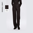 朗姿100羊毛高级感通勤风西装裤直筒职场百搭西裤2025年冬季新款 深咖色 L