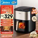 美的（Midea）小炎烤空气炸锅上下双热源 可视大视窗免翻面 家用多功能智能触屏 6L实用大容量 金属内腔 KZC6054
