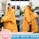 暖冬鸭鸭加肥加大码羽绒棉服女300斤长款女装冬季棉衣胖mm宽松超大外套 2979黄色 2XL 建议260-300斤