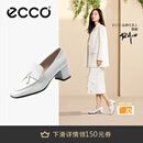爱步（ECCO）单鞋女 倪妮同款女鞋一脚蹬粗跟正装皮鞋高跟鞋女 型塑290943 HL 亮白色29094301002 37