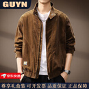 GUYN高端品牌男装2025秋季新款灯芯绒夹克男美式复古潮流竖纹外套男士 姜黄色 姜黄色 L 适合120-140斤