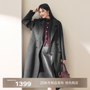 伊芙丽【镇店爆款】驼绒桑蚕丝高级双面毛呢外套羊毛大衣女冬季 暗灰 S 90-115斤