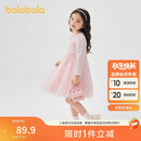 巴拉巴拉童装女童连衣裙儿童针织裙子2025春蝴蝶结网纱裙甜美209125111003