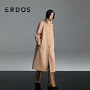 ERDOS 25秋冬立领插肩袖长款保暖羊绒大衣女毛呢大衣外套 浅驼 L 170/88A