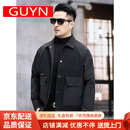 GUYN高端品牌夹克男秋冬季休闲宽松工装上衣2025新款男装外套 黑色 4XL 195