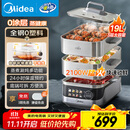 美的（Midea）蒸魔方多功能家用电蒸锅 炖蒸涮煮一体3层 大容量 不锈钢可拆洗 自动断电2025新品 ZGS352302