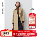 朗姿【朗姿Basic衣橱】经典双排扣风衣外套法式高智气质大衣秋季新款 深米色 M