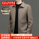 GUYN男装品牌夹克男纯羊毛加厚双面呢子短款大衣2025秋冬翻领 K03棕驼色(单色) M 170