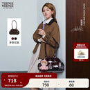Teenie Weenie【赵露思同款】小熊女单肩包2025秋新款复古波士顿包 黑色 FRE